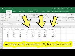 average and percene formula in excel