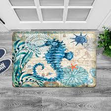 sea life seahorse bathroom rug