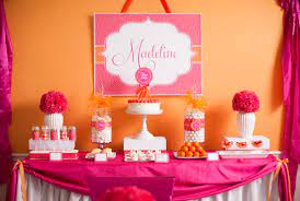 hot pink and orange breakfast party
