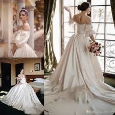 Sleeves wedding dresses 100+ wedding gowns with sleeves compilation picture ideas. Discount Vintage Satin Wedding Dresses Wedding Party Gowns Off Shoulder 3 4 Big Long Sleeves Cathedral Train Victoria Corset Bridal Wedding Gowns A Line Wedding Dress Aline Dress From Alegant Lady 141 31 Dhgate Com