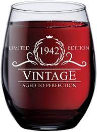 1942 vintage 15 oz stemless wine glass