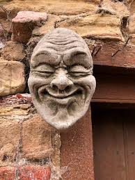 Decorative Stone Funny Smug Smile Face
