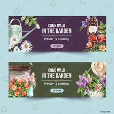 flower garden banner design with