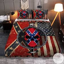 Confederate Flag Skull Quilt Bedding