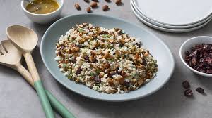 vegetarian rice salad with lentils and
