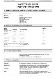 safety data sheet polyurethane foam