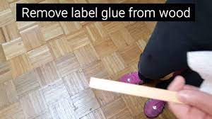 remove sticker label glue from wood