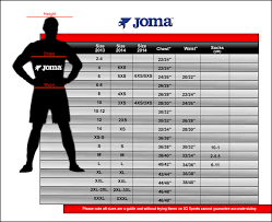 Joma Sizes Guide