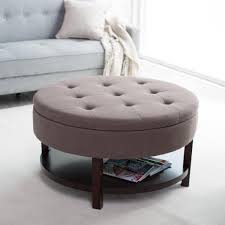 The stunning sheen of the velvet is highlighted by button tufting on top, which adds a refined touch. Round Upholstered Ottoman Coffee Table Decoratorist 123509