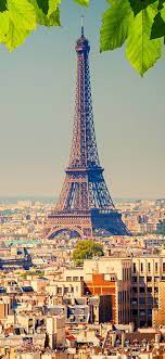 Eiffel Tower, city, green leaves, Paris ...