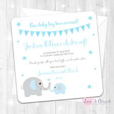 Personalised Mummy Baby Elephants Birth Announcement Cards