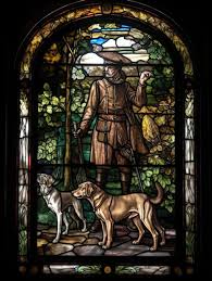 Hunter Dogs Stained Glass Window Mosaic