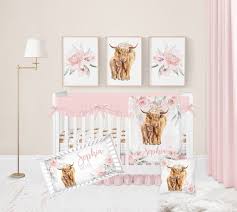 Baby Girl Crib Bedding Set Highland Cow