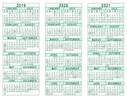 2019 2020 2021 3 Year Calendar
