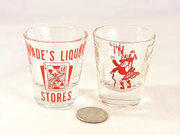 Vintage Set Of 2 Shot Glass 1 Oz Duffy S Scot In Kilt And Tam Red Wade S Liquor S