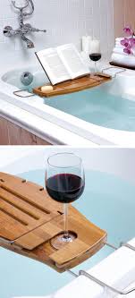 bath caddy with wine glass holder l