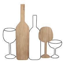 Metal Wood Wine Wall Decor 20x19