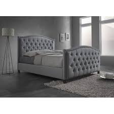 Headboard and footboard upholstery in polyester velvet. Cooper Furniture Light Grey Luxury Queen Size Fabric Bed Frame Upholstered Platform Bed Upholstered Beds King Size Platform Bed