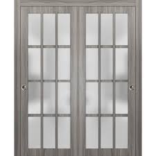 For a more traditional look, consider wood sliding doors. Sliding Closet Frosted Glass 12 Lites Bypass Doors 64 X 80 Inches Walmart Com Walmart Com
