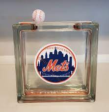 Glass Block Bank New York Mets Glass