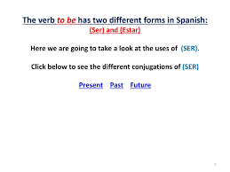 Ppt The Verb To Be Has Two Different Forms In Spanish