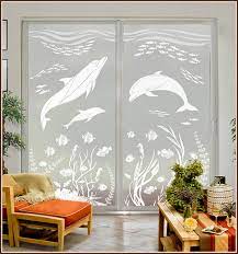Dolphin Cove 2 Door Etched Glass Scene