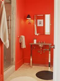 Unframed, oversized, contemporary wall mirrors are excellent for bathrooms in all sizes. Red Bathroom Decor Pictures Ideas Tips From Hgtv Hgtv