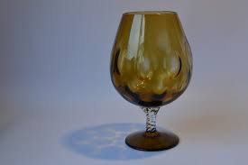 Vintage Borske Sklo Amber Large Goblet
