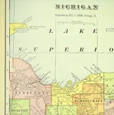 Ca1902 Vintage Michigan Map Wall Art
