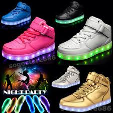 Boys Girls Led Light Up Shoes Luminous Sneakers Kids High Top Dance Party Shoes Ebay