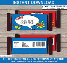 Superhero Hershey Candy Bar Wrappers Template Blue Yellow Red