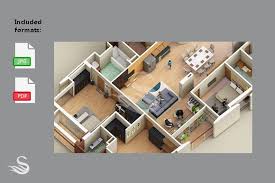 3 Bedroom Luxury Apartment 3d Rendering