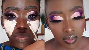 full face makeup on dark skin