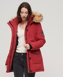 Longline Faux Fur Everest Coat Red