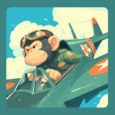 Un mono pilotando un avión en miniatura al estilo de las caricaturas | Vector Premium generado con IA