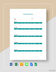 workout routine template in