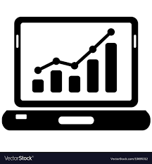 Black Laptop And Chart Icon On White