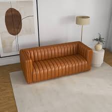Geniune Leather Mid Century Modern Sofa