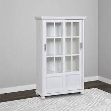 White Bookcase With Sliding Glass Doors