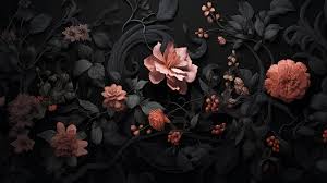 black aesthetic flower hd wallpaper