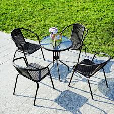 Tempered Glass Top Patio Table Metal