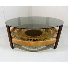 Vintage Round Coffee Table With Smoked