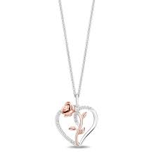 belle rose heart diamond pendant