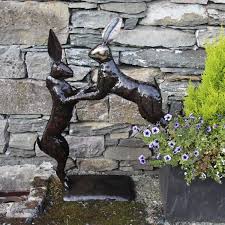 Large Boxing Hares Garden Sculpture