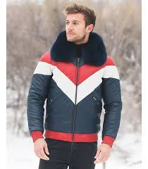 Men S Napa Leather Coat With Fox Fur Collar
