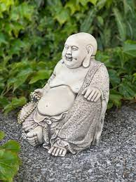 Happy Buddha Stone Statue Sitting