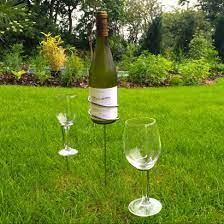 picnic wine bottle glass ground stakes