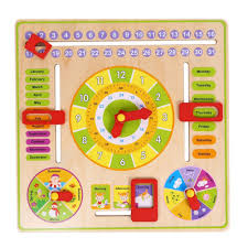 Little B House Wooden Multi Functional Clock Date Season Weather Chart Toys For Kids Bt103
