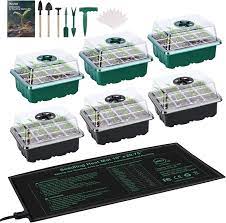 6 pack seed starter tray with heat mat