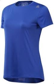 Reebok Run Essentials Mesh Back Panel Reflective Logo Slim Fit Crew Neck T Shirt For Women Blue